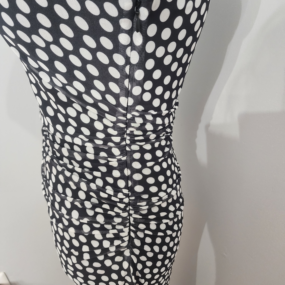 Zara Black and White Polka Dot Long Sleeve Maxi Dress - Picture 12 of 16